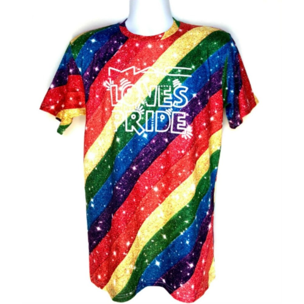 MAC Cosmetics Pride Rainbow Shirt M Glam For Life Festival Graphic Tee